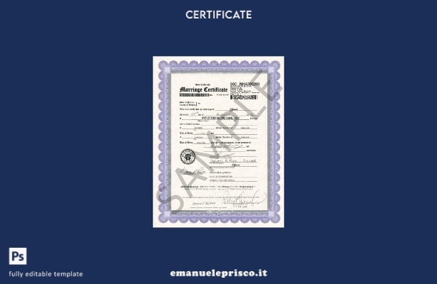 modello di certificato di matrimonio dell'ufficio del registro USA Nevada in sti